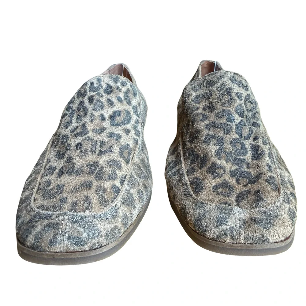 Lucky Brand Canyen Suede Leather Leopard Print Slip On Loafers Flats Shoes sz 8